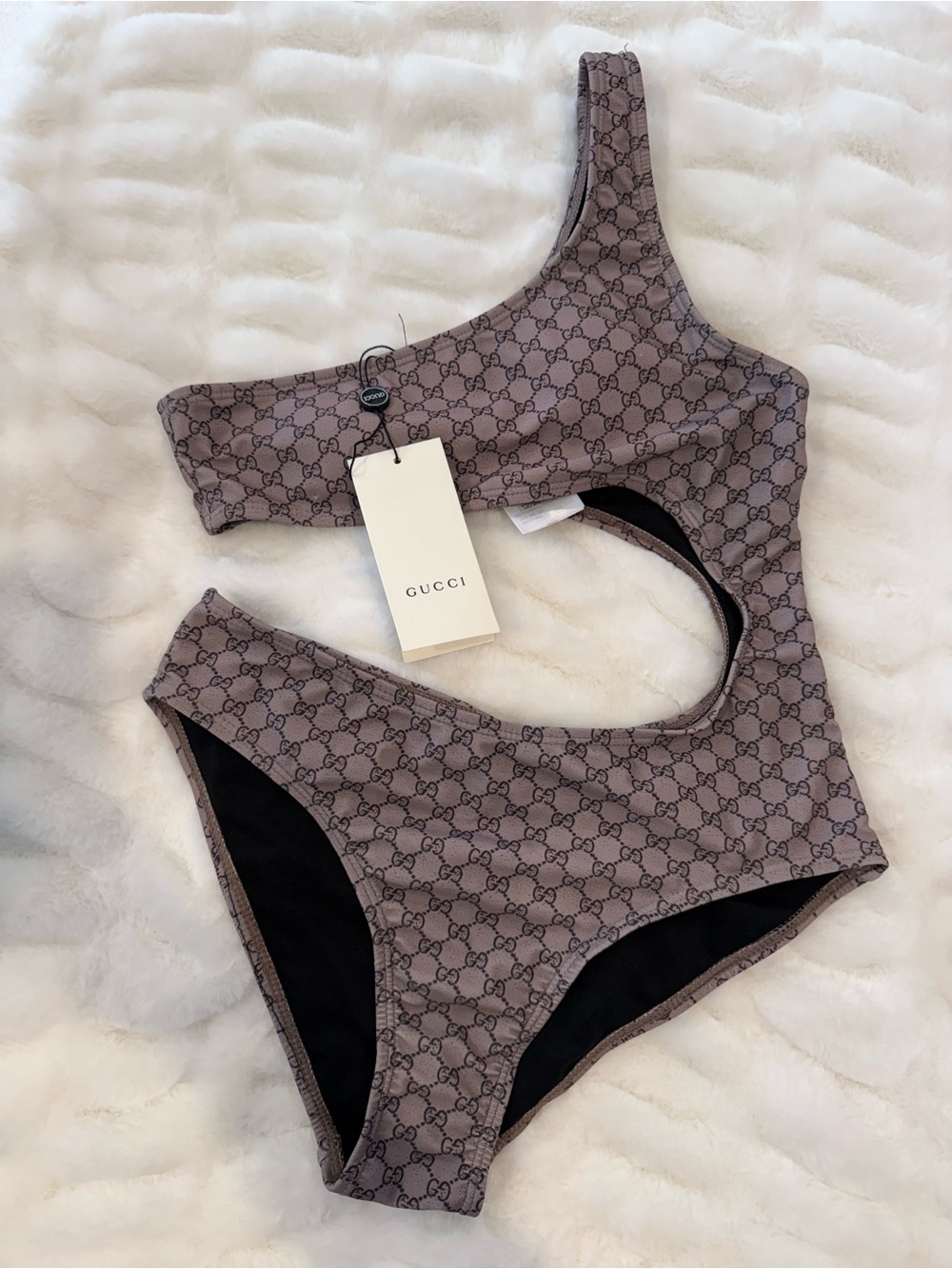 One-Shoulder Bikini Set - Brown/Black
